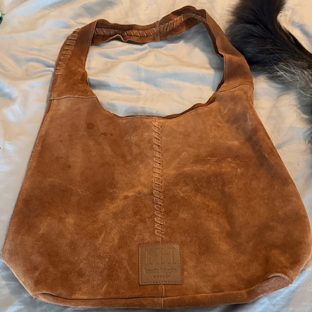 Brown Suede Hobo Bag